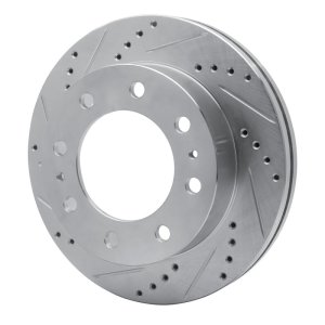 Chevrolet K3500 Brake Rotor (1) - Front Left - R1 Concepts - Drilled & Slotted - Silver - `92-`00